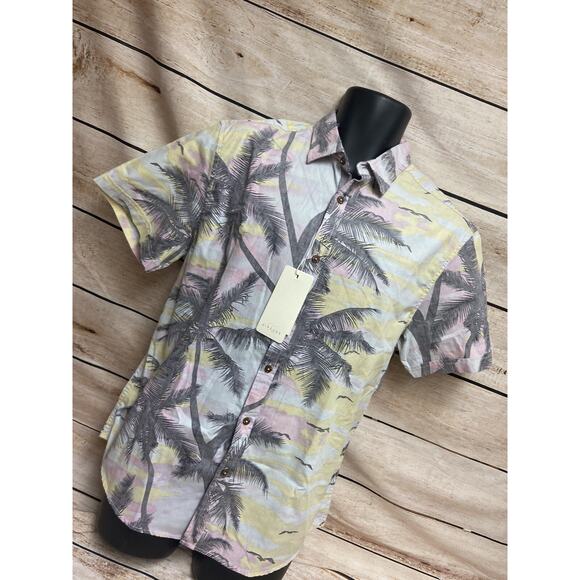 Zip Code Mens Hawaiian Shirt Size Large Short Sleeve Button Down New NWT Floral - Picture 9 of 11